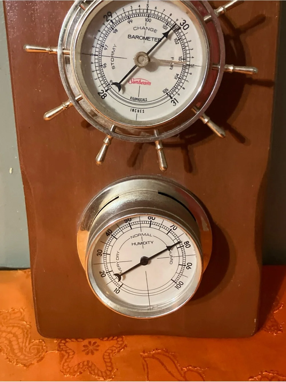 Vintage Sunbeam Nautical Weather Station Barometer, Temperature, Humidity